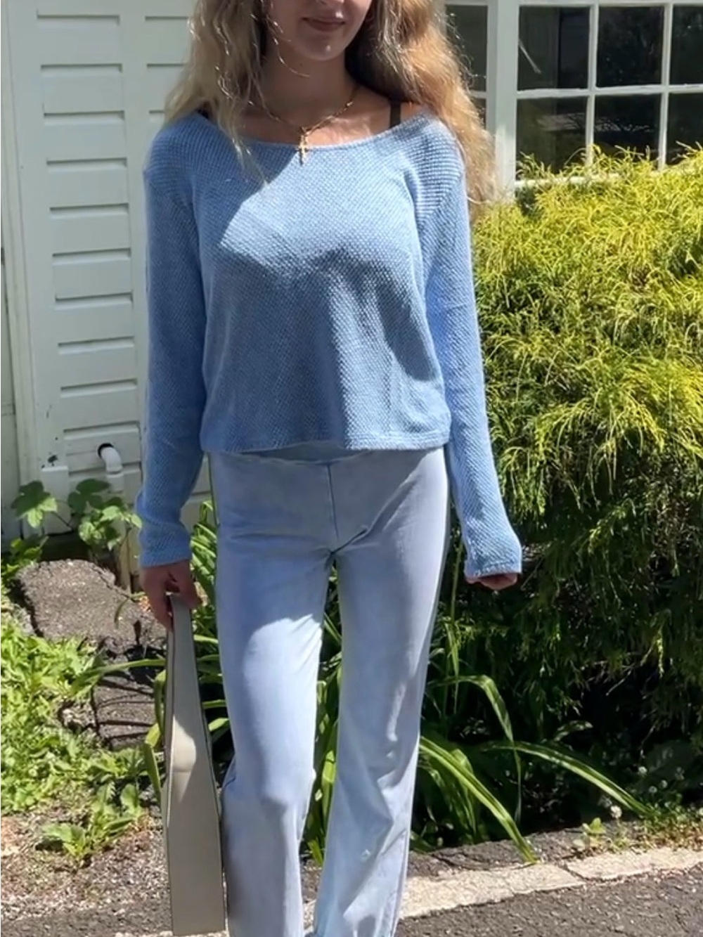 Orion Light Blue Women's Knit Sweater - Classic V-Back Pullover